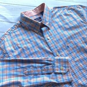 Men’s IZOD Long Sleeve Button-Down Collared Plaid Shirt Size Large Tall